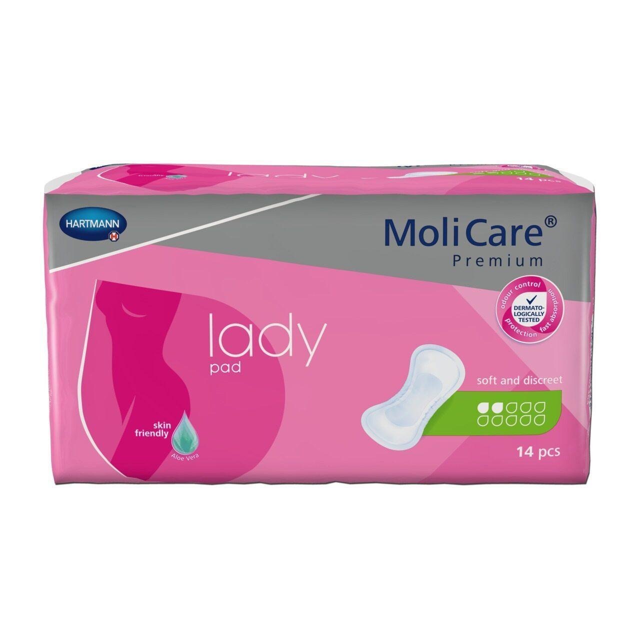 4052199293325-1-1.jpg MoliCare Premium Lady Pads 2 Drops 14 pieces | Incontinence Protection for Women - Image 1