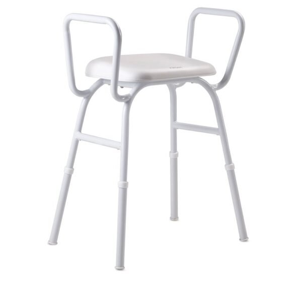 Shower Stool: Aluminium with Arms & Padded Seat