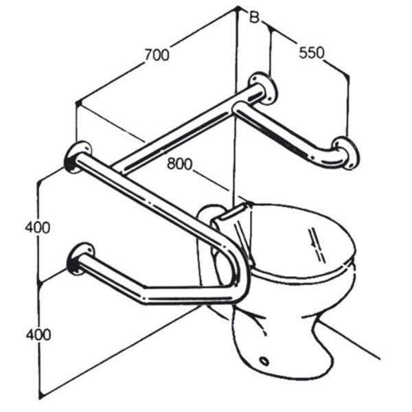 Toilet Rail: Type 015: Concealed Flanges