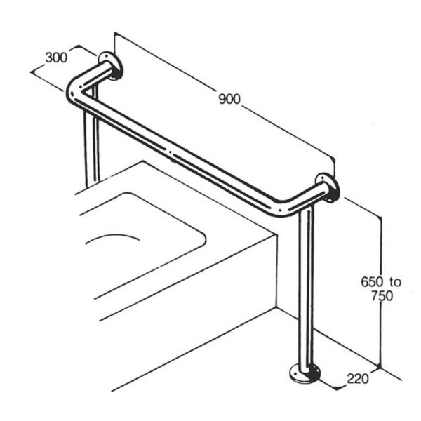 Toilet Rail: Type 015A: Concealed Flanges