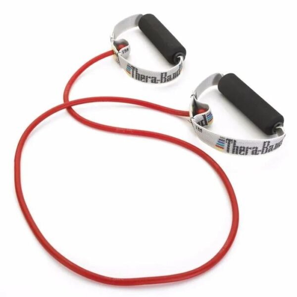 TheraBand Tubing with soft handles, Red, Medium, 1.21m, Retail pack