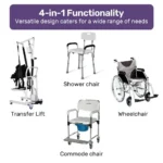 Equipmed 4-in-1 Manual Patient Lift – Safe Patient Transfer Lift for Home dubbo