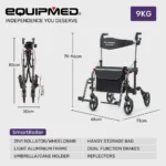Equipmed SmartRoller 2-in-1 Rollator Wheelchair buy online australia