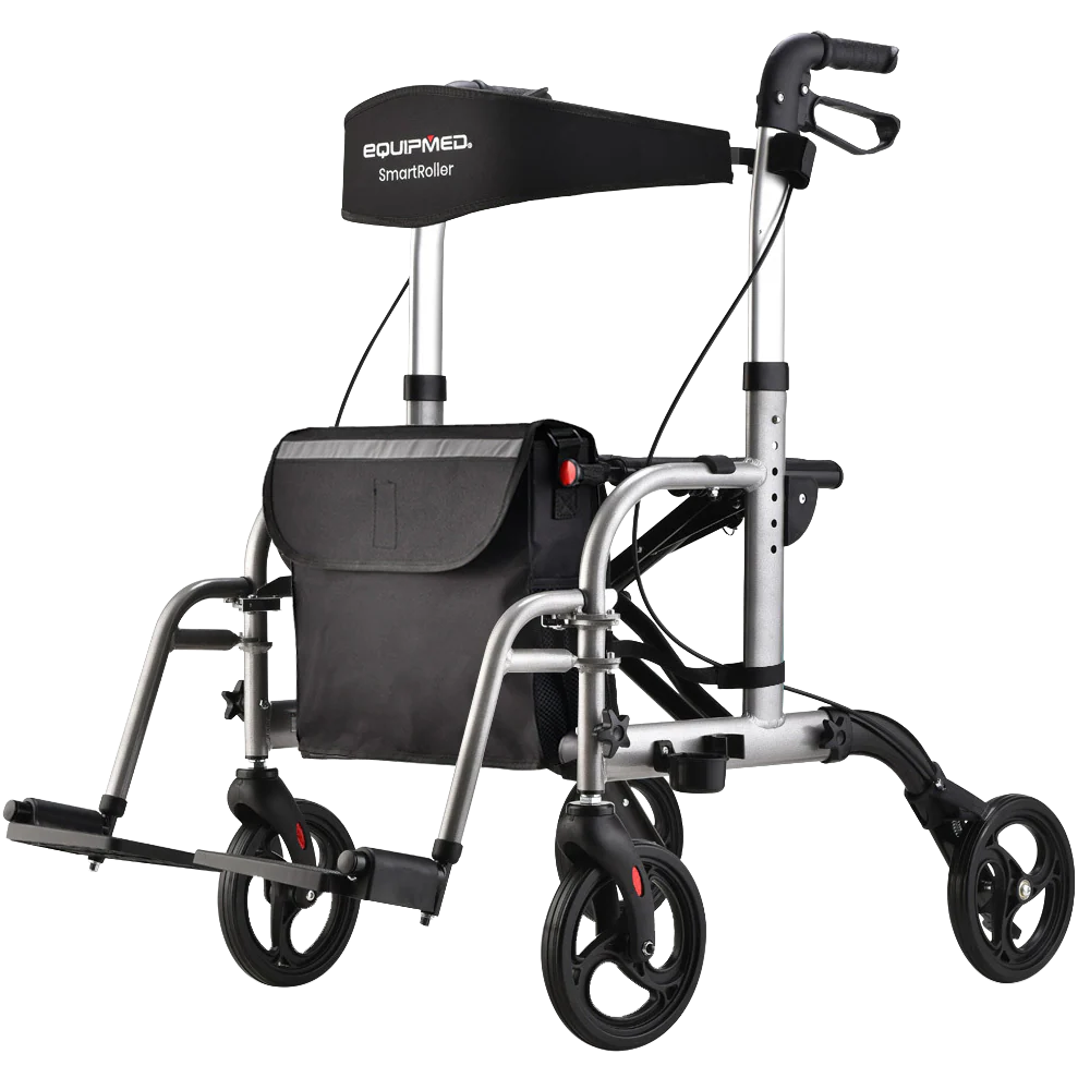 Equipmed SmartRoller 2-in-1 Rollator Wheelchair